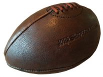 Pallone Da Rugby Vintage In Pelle Con Tee In Legno - Taglia 5, Regalo Collezionisti